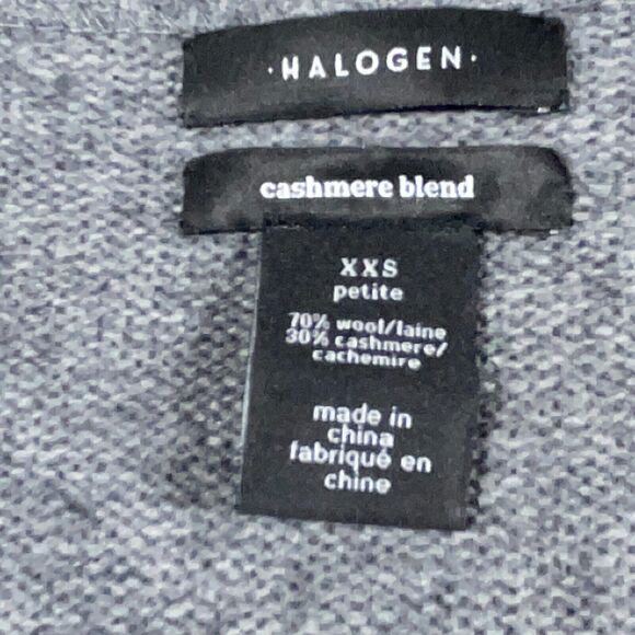 Halogen Cashmere Blend Cardigan XXS Petite Long Gray Sweater Open Front Winter - Picture 8 of 10